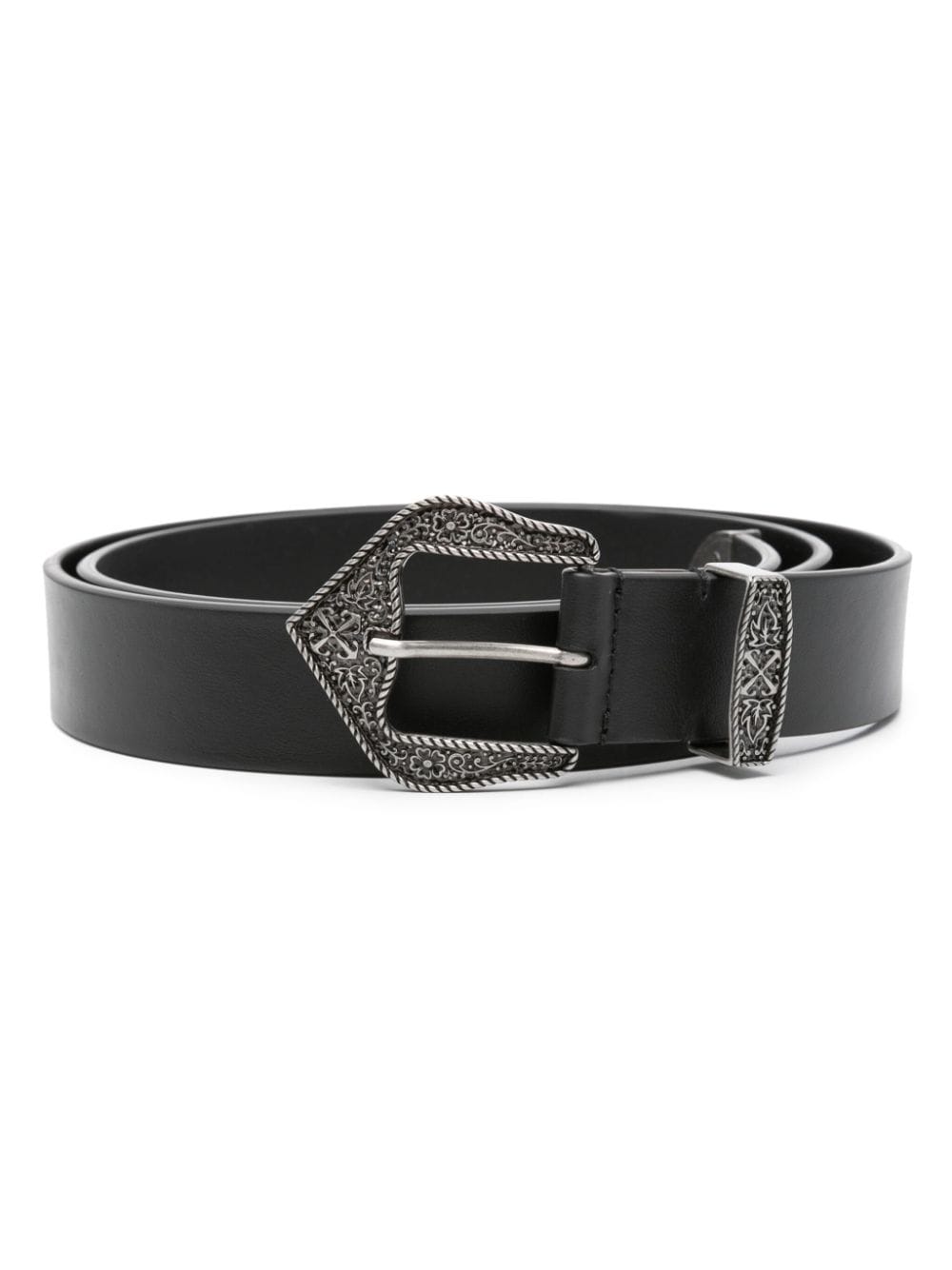 Off-White Leren riem met Arrows-patroon - Zwart