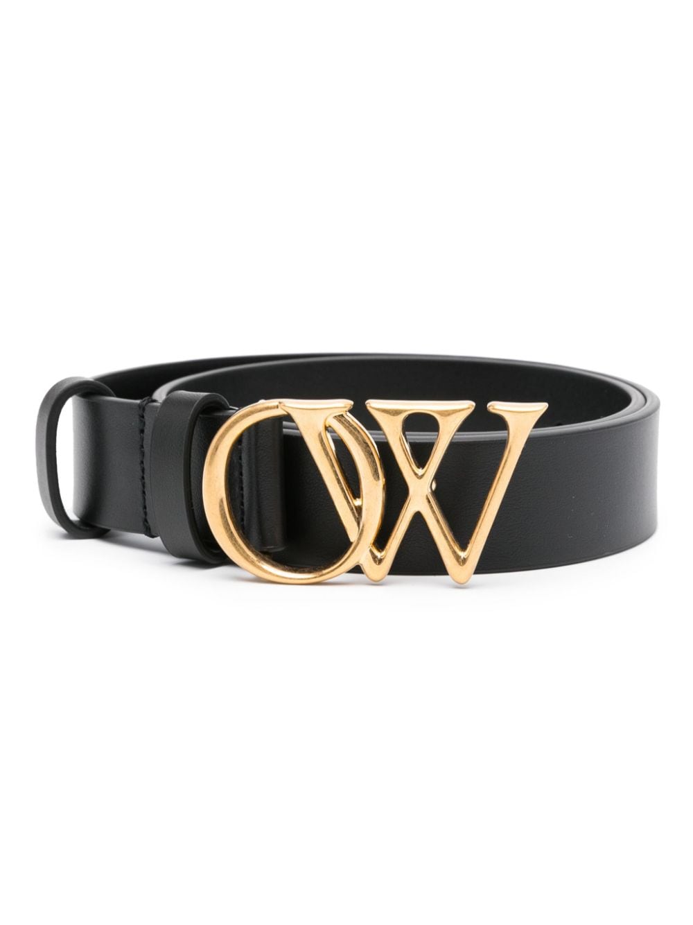 Off-White Leren riem met logo - Zwart