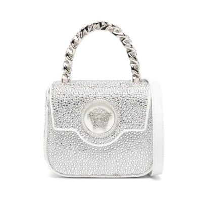 Optical White-Palladium Crystal La Medusa Mini Tas Versace , White , Dames