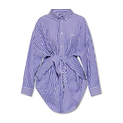 Oversized Katoenen Shirt met Geborduurd Logo Balenciaga , Blue , Dames