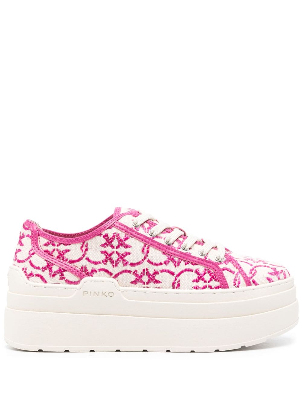 PINKO Greta Love Birds sneakers met plateauzool - Roze