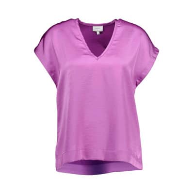 Paarse Satijnen Look Top - Elegante V-Hals Dante 6 , Purple , Dames