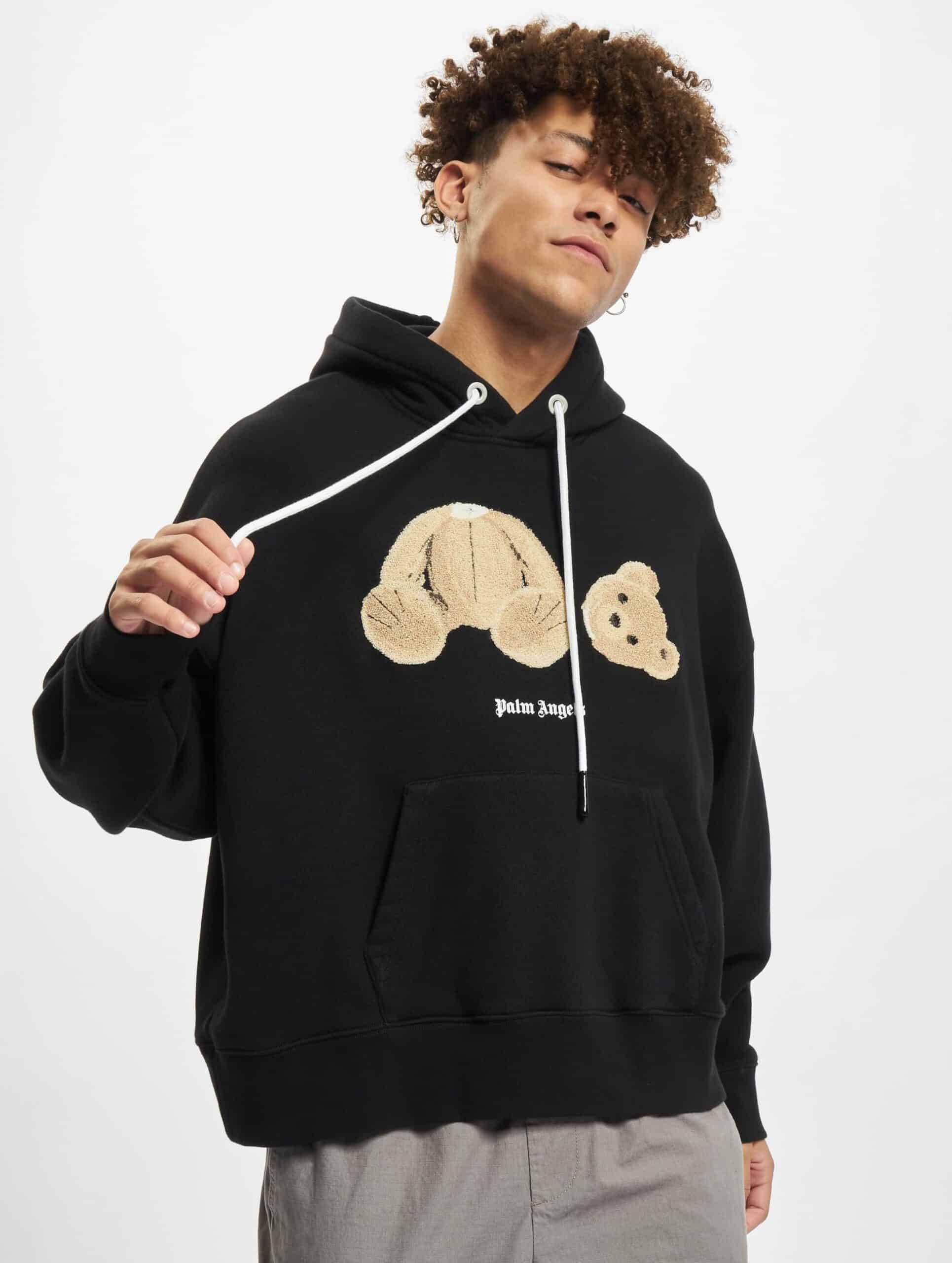 Palm Angels Bear Hoodie Mannen op kleur zwart, Maat L