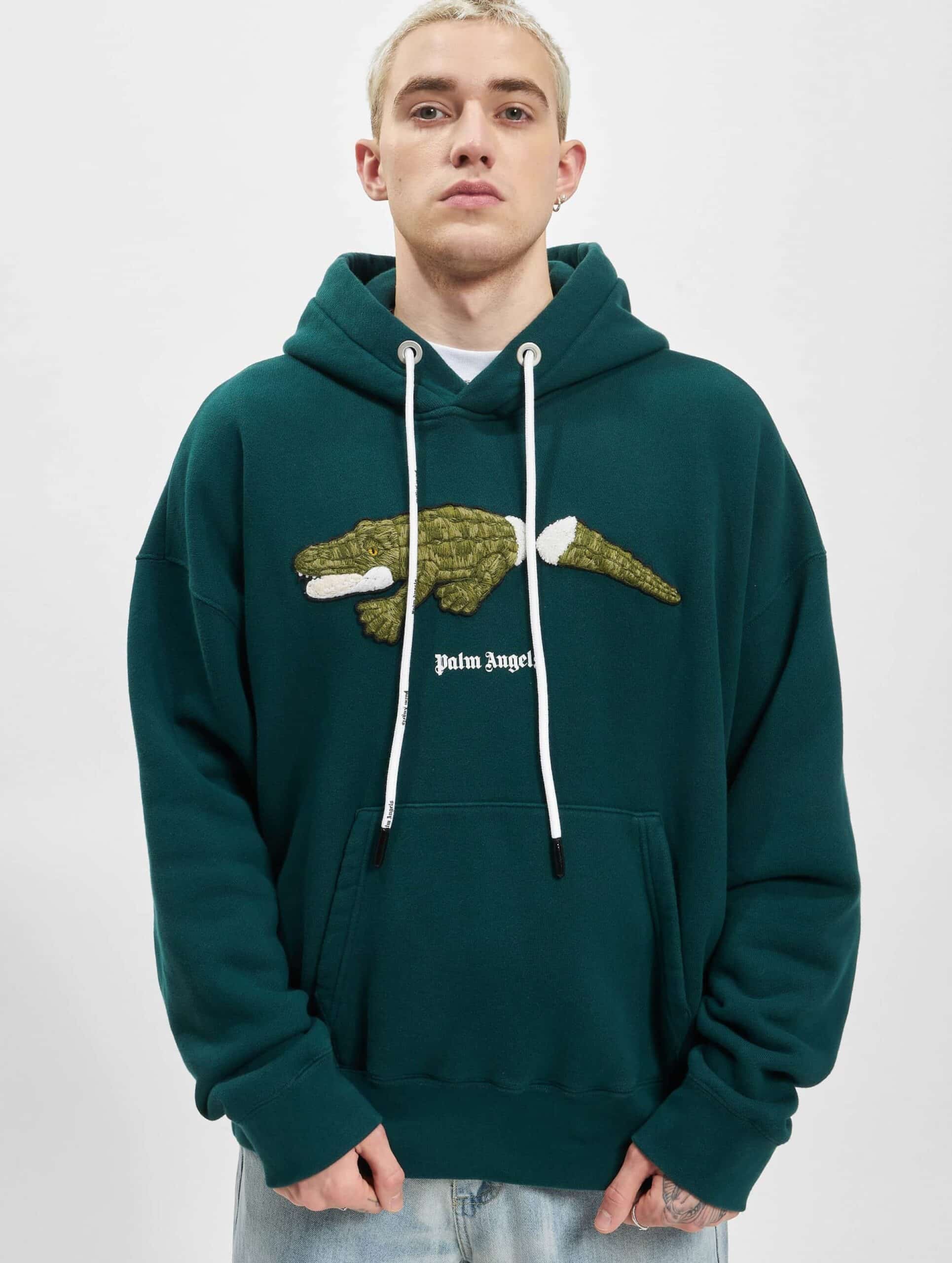 Palm Angels Croc Hoodie Mannen op kleur groen, Maat M