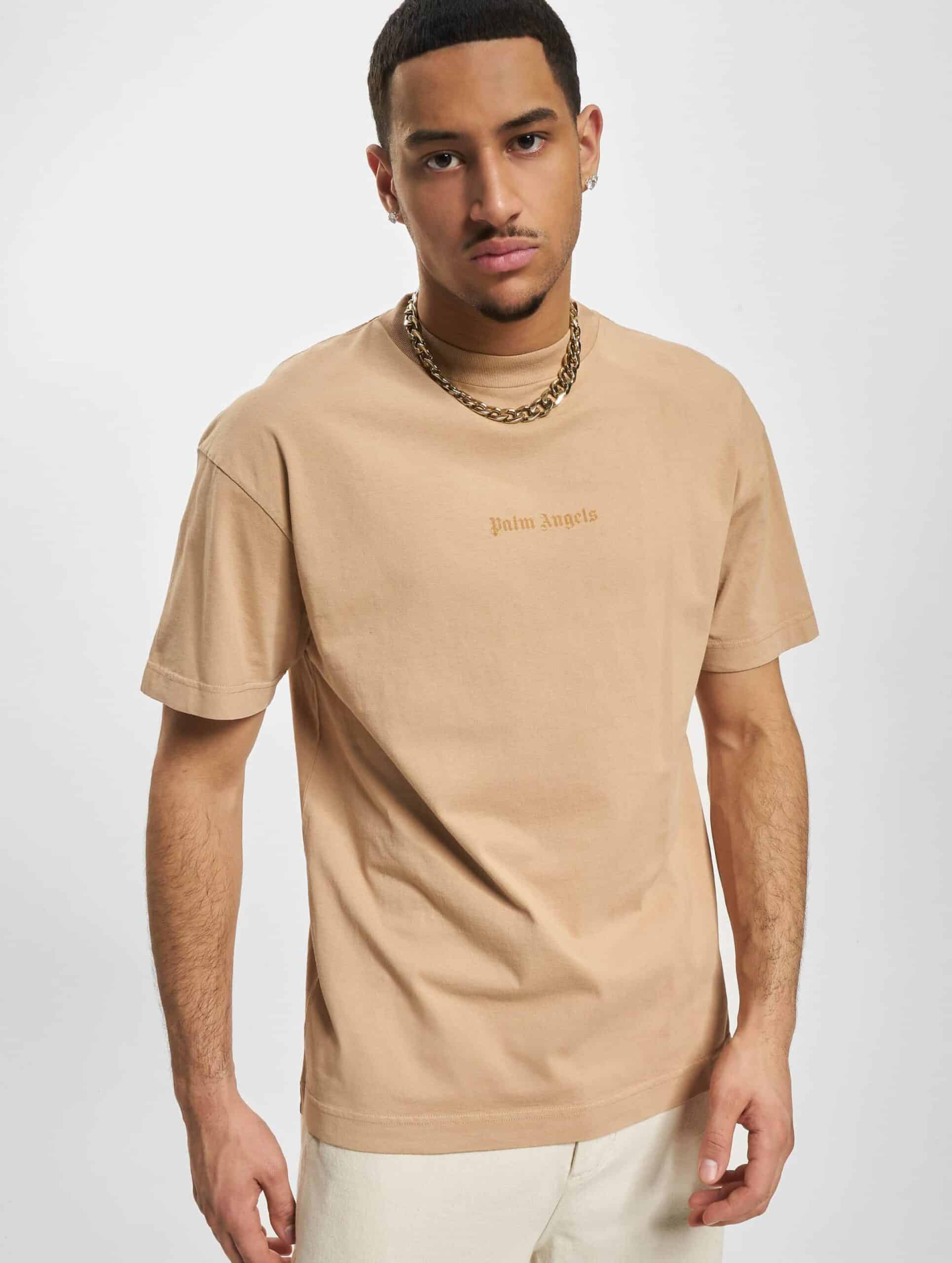 Palm Angels Go Reverse Logo T-Shirt Mannen op kleur beige, Maat M