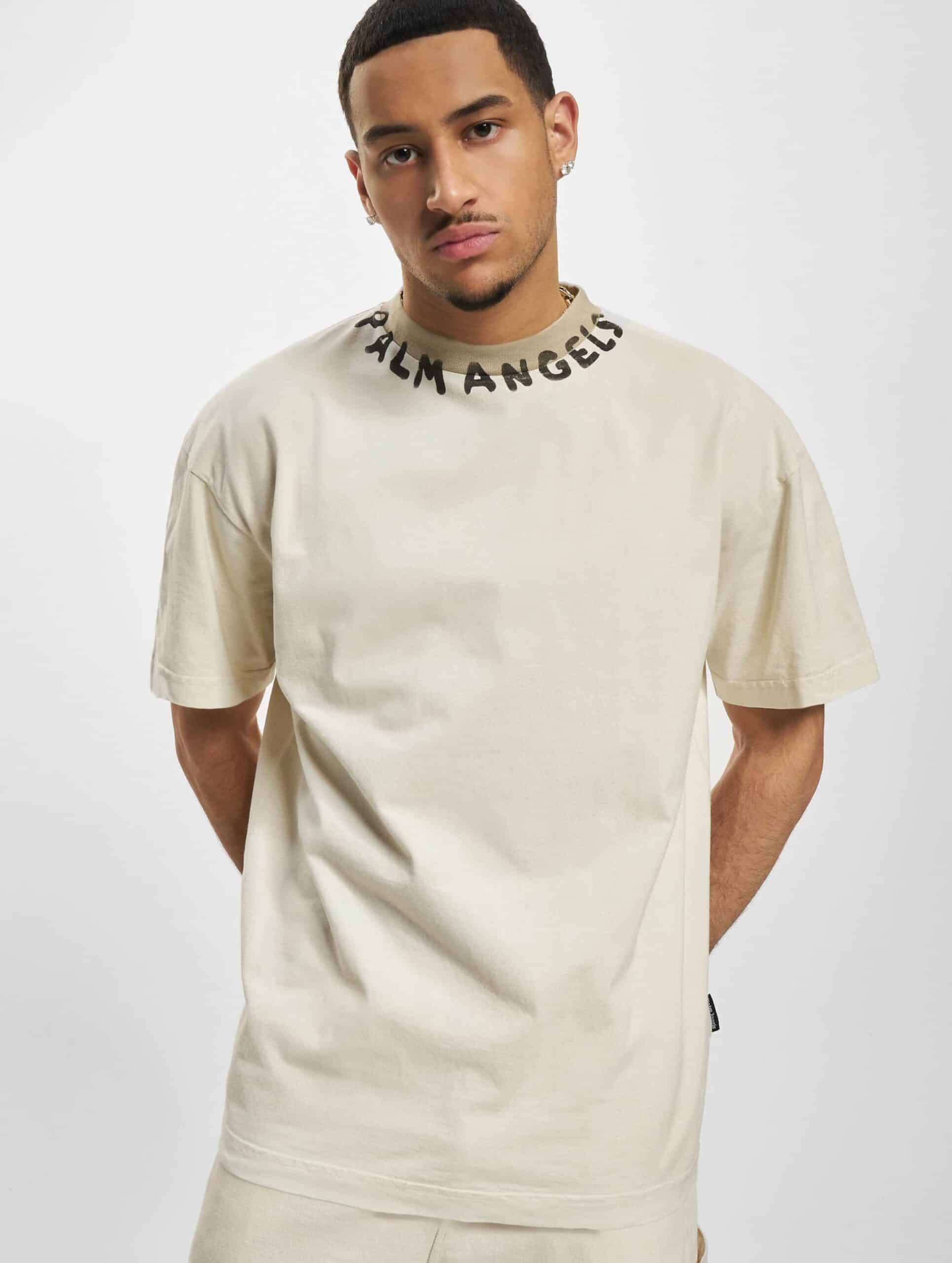 Palm Angels Seasonal Logo T-Shirt Mannen op kleur beige, Maat L