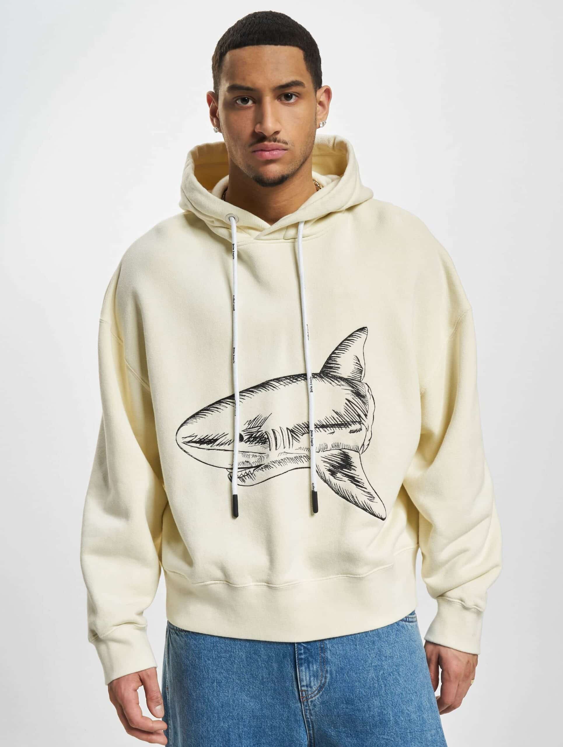 Palm Angels Split Shark Hoodie Mannen op kleur zwart, Maat L