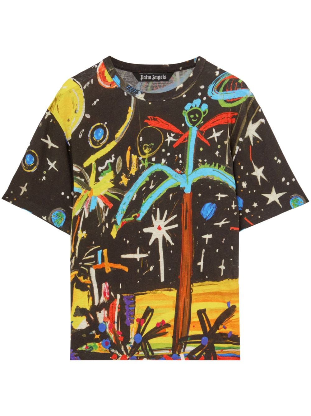 Palm Angels T-shirt met grafische print - Zwart