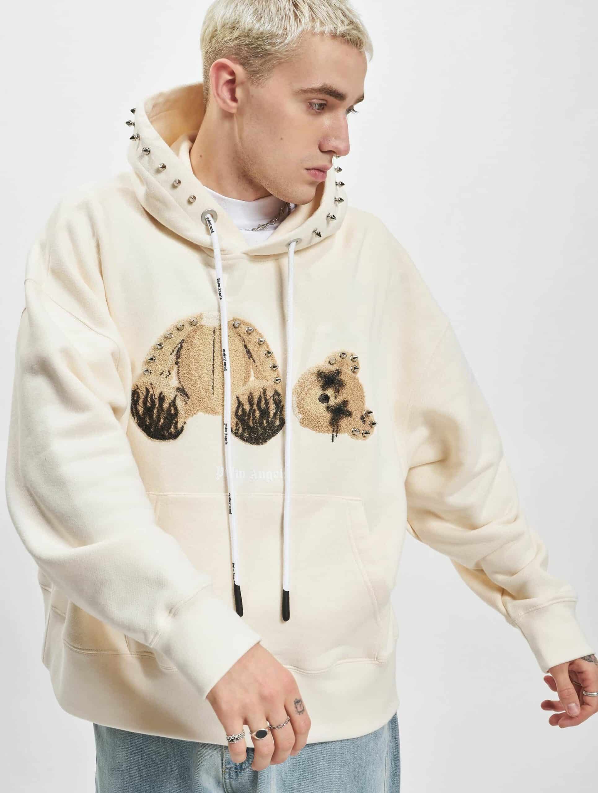 Palm Angels Teddy Hoodie Mannen op kleur beige, Maat L