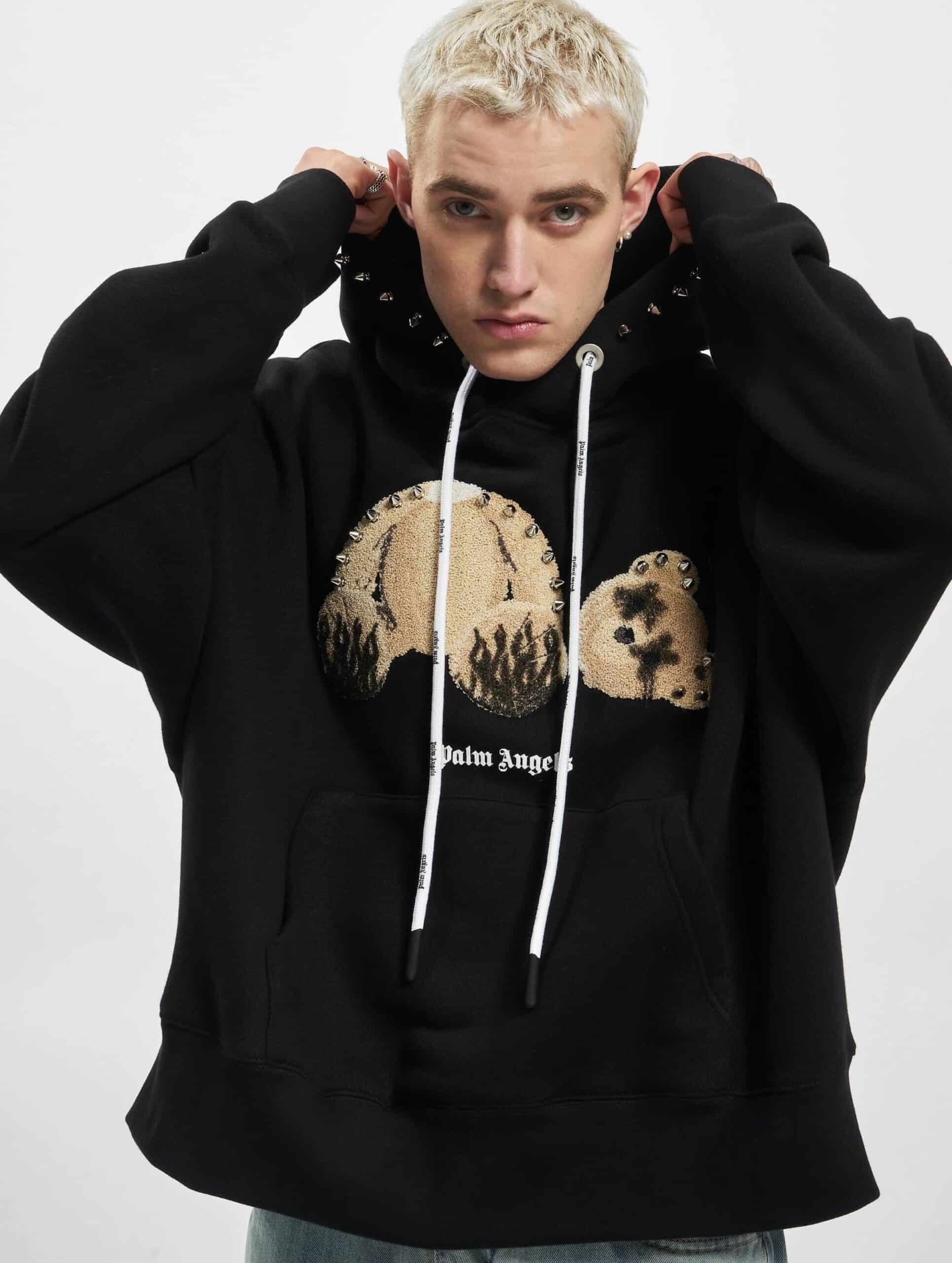 Palm Angels Teddy Hoodie Mannen op kleur zwart, Maat L