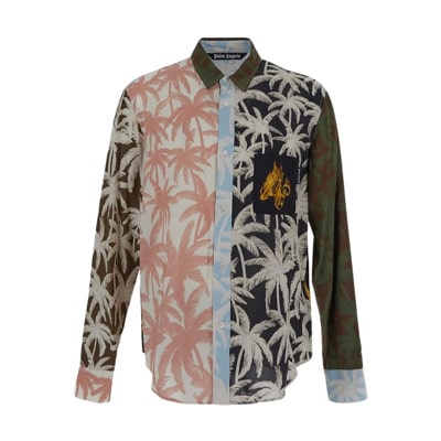 Patchwork Palms Viscose Shirt Palm Angels , Multicolor , Heren