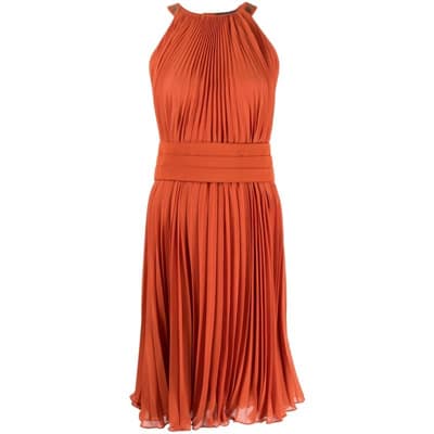 Pianoforte Zijde Blend Plissé Jurk Max Mara , Orange , Dames