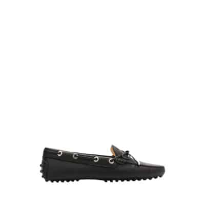 Platte Schoenen, Zwarte Leren Gommino Veterschoenen Tod's , Black , Dames