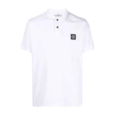 Polo MC WIT Patch Logo Stone Island , White , Heren