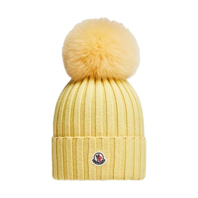 Pom Pom Beanie - Geel Moncler , Yellow , Dames