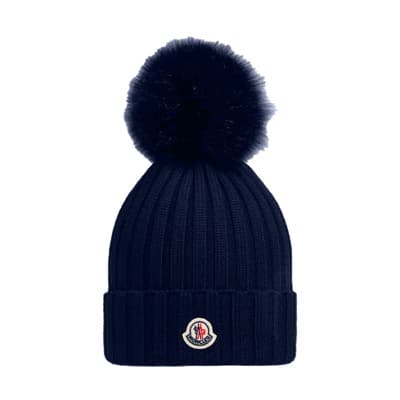 Pom Pom Beanie - Navy Moncler , Blue , Dames