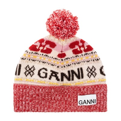 Pompom muts Ganni , Multicolor , Dames