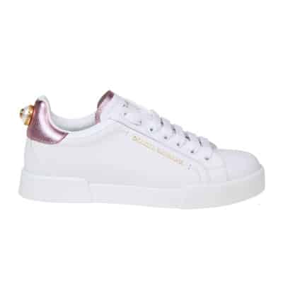 Portofino Line Dames Leren Sneakers Dolce & Gabbana , White , Dames