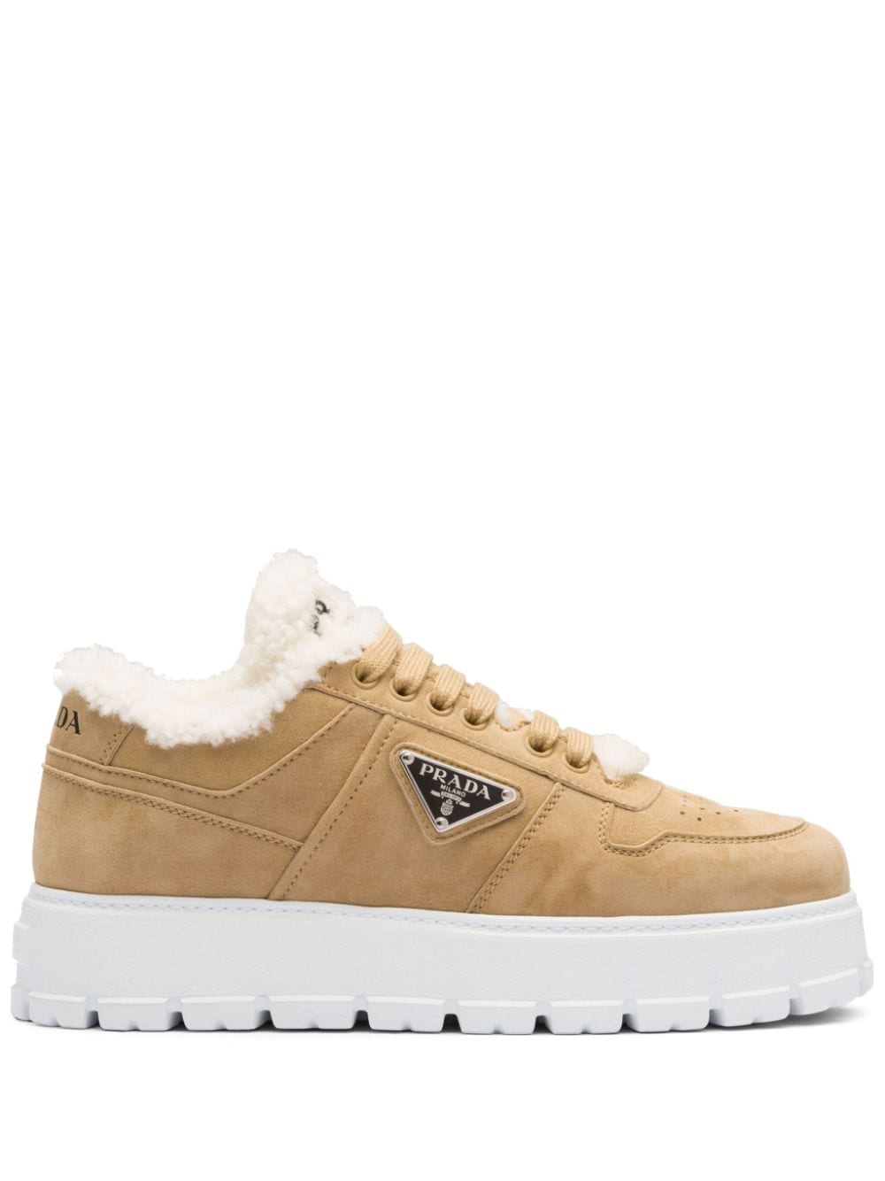 Prada Sneakers met lammy afwerking - Beige