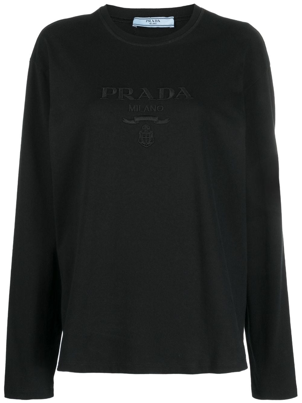 Prada T-shirt met geborduurd logo - Zwart