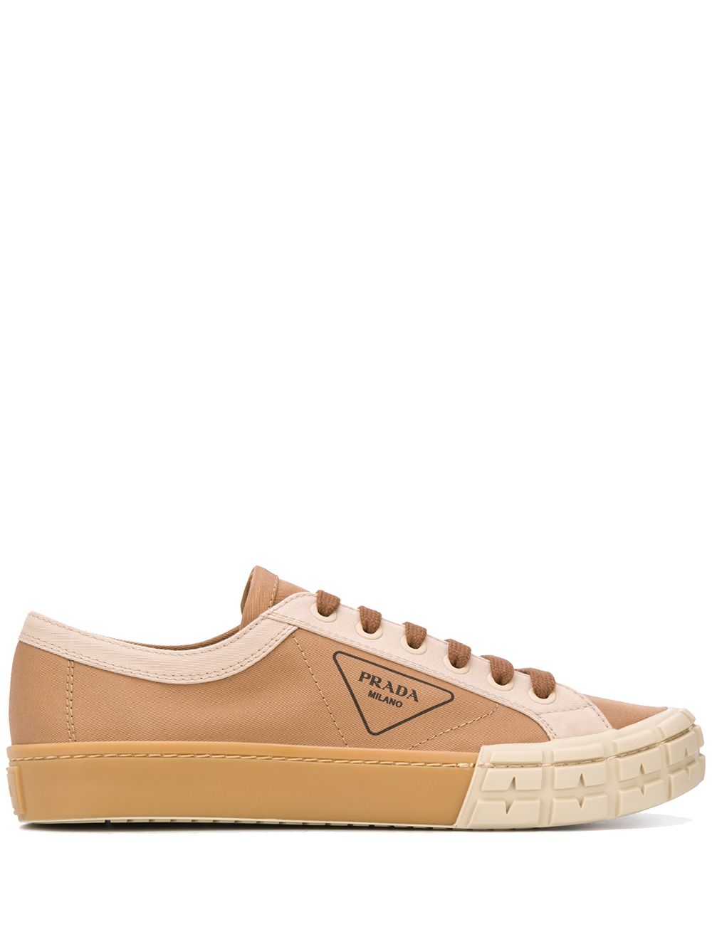 Prada Vetersneakers met logo - Beige