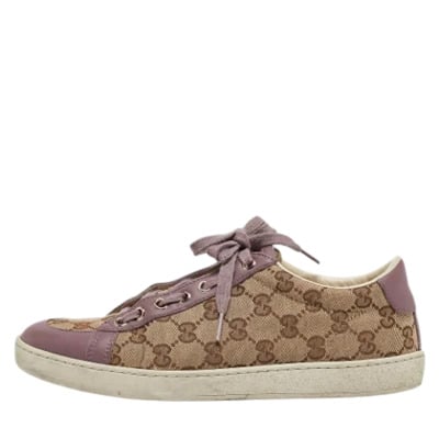 Pre-owned Canvas sneakers Gucci Vintage , Beige , Dames