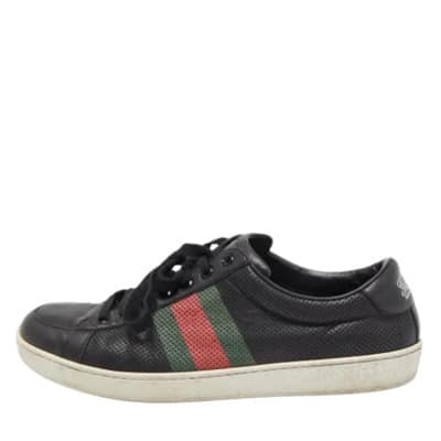 Pre-owned Leather sneakers Gucci Vintage , Black , Dames