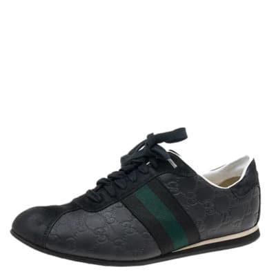 Pre-owned Leather sneakers Gucci Vintage , Black , Dames