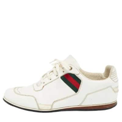 Pre-owned Leather sneakers Gucci Vintage , White , Dames