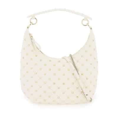 Quilted Leren Rockstud Spike Hobo Tas Valentino Garavani , White , Dames