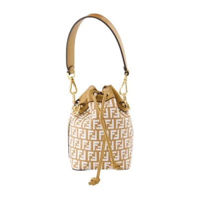 Raffia Trekkoord Tas Fendi , Beige , Dames