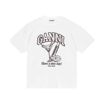 Relaxte Cocktail T-shirt Ganni , White , Dames