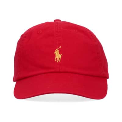 Rode Baseball Logo Hoed Ralph Lauren , Red , Heren