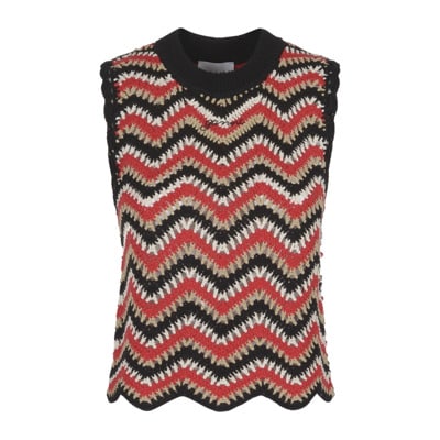 Rode Gehaakte Vest Trui Ganni , Multicolor , Dames