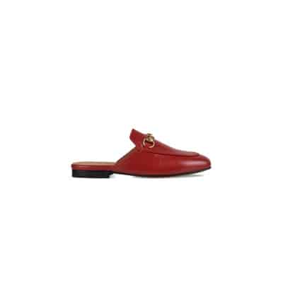 Rode Leren Princetown Slippers Gucci , Red , Dames