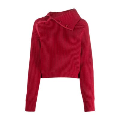 Rode Wolmix Coltrui met Asymmetrisch Design Jacquemus , Red , Dames