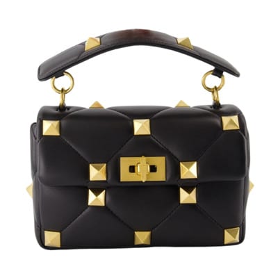 Roman Stud Leren Tas Valentino Garavani , Black , Dames