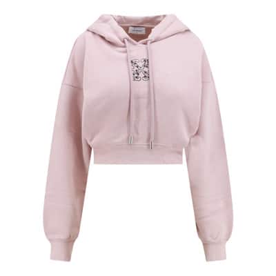 Roze Hoodie met Pijlprint Off White , Pink , Dames