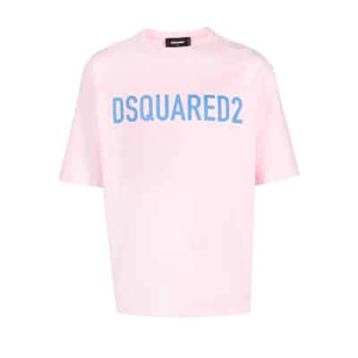 Roze T-shirts en Polos met Dsquared2 Logo Dsquared2 , Pink , Heren