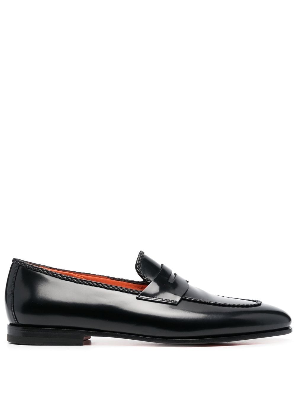 Santoni Loafers met gelakte afwerking - Zwart