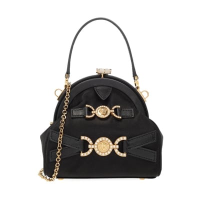 Satijnen Mini Tas met Medusa Detail Versace , Black , Dames