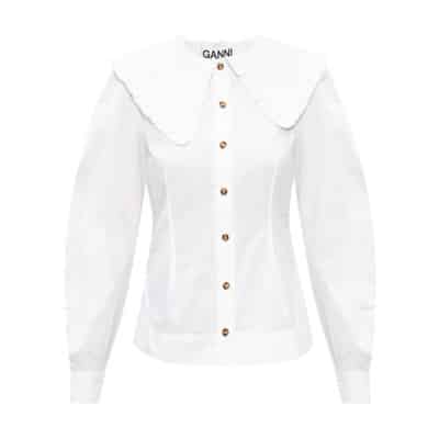 Shirt met plooien Ganni , White , Dames