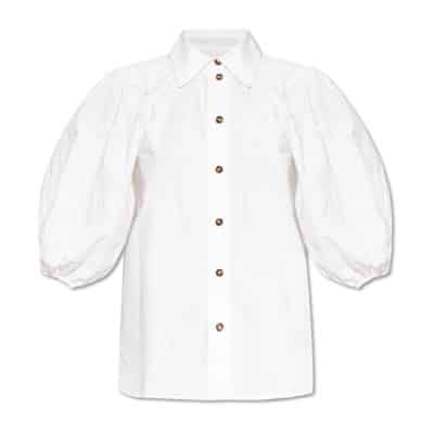 Shirt met pofmouwen Ganni , White , Dames