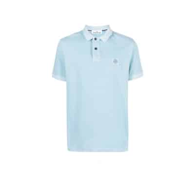 Sky Blue Katoenen Polo Shirt Stone Island , Blue , Heren