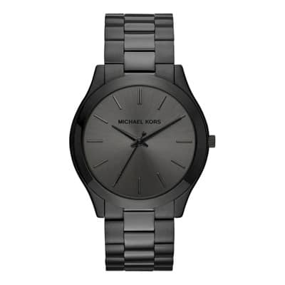 Slim Runway Zwart Roestvrij Stalen Horloge Michael Kors , Black , Heren