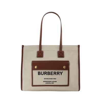 Stijlvolle Katoenen Tote Tas Burberry , Beige , Dames