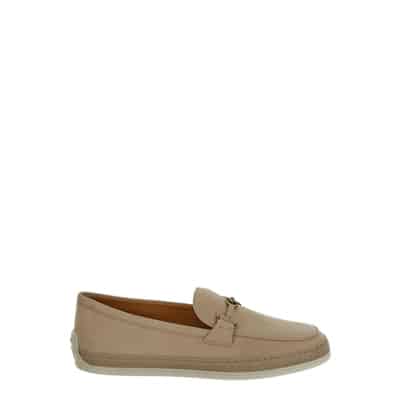 Stijlvolle Leren Platte Schoenen Tod's , Beige , Dames