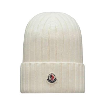 Stijlvolle Wollen Beanie Moncler , White , Unisex