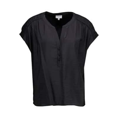 Stijlvolle Zwarte Top met V-Hals en Geplooide Details Dante 6 , Black , Dames