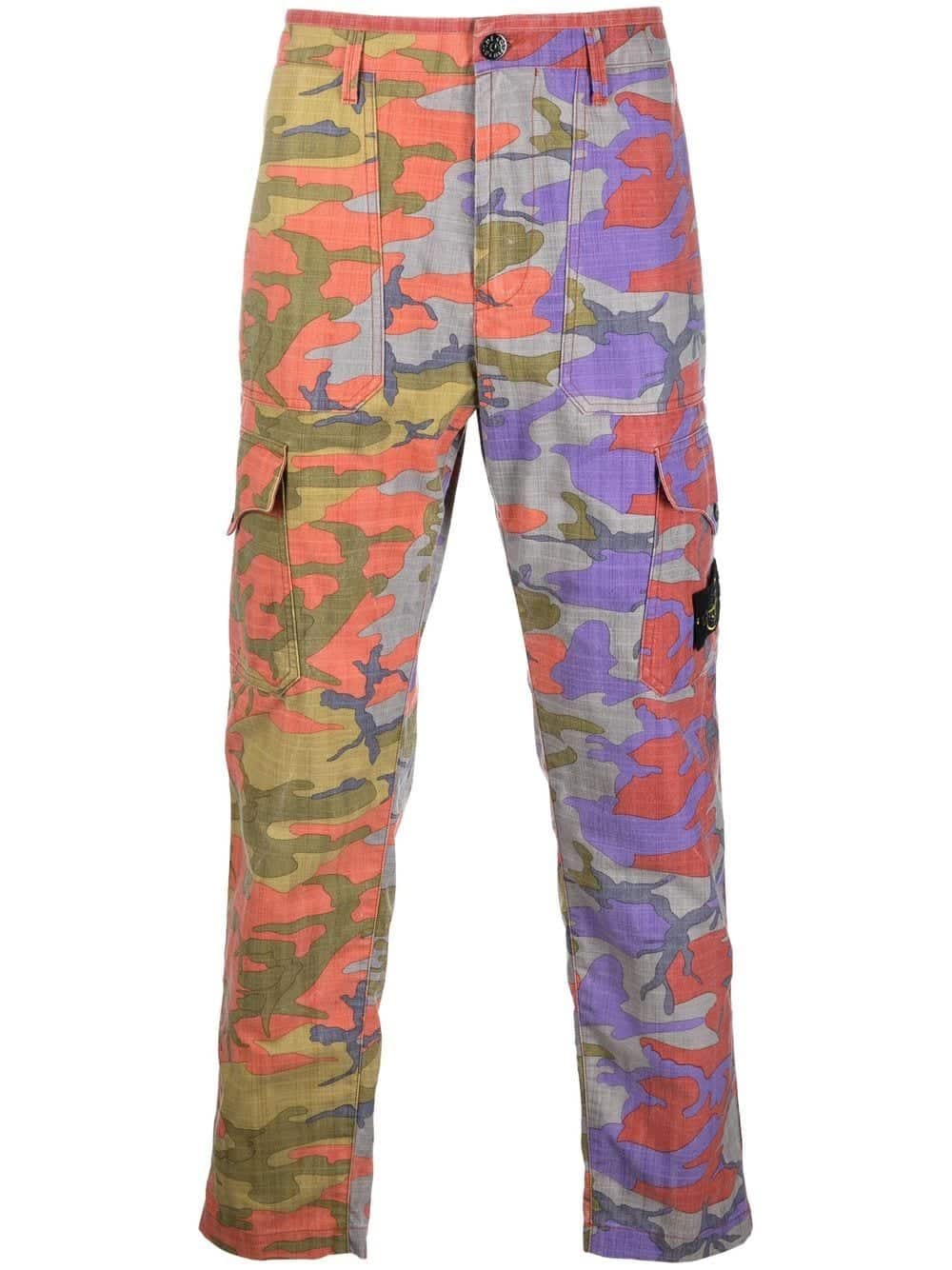 Stone Island Broek met camouflageprint - Grijs